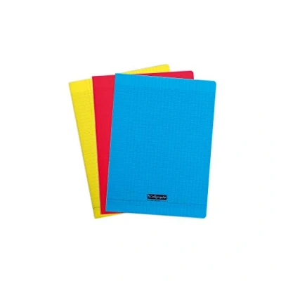 Afbeelding van Calligraphe 183390AMZC Set van 3 Geniet Schriften 24x32cm 192 Grote ruiten Pagina&#039;s 90g wit papier Assortiment polypropyleen Kaft (Blauw/Geel/Rood) Merk Clairefontaine