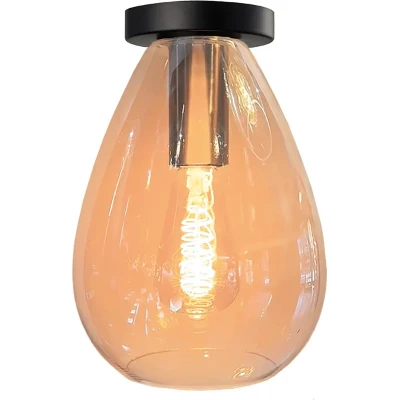 Afbeelding van Modern Hotel Chique plafondlamp 1 lichts goud amber glas Dorato
