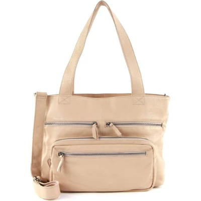 Afbeelding van FREDsBRUDER Leren Schoudertas Utility Collection Big Zip Bag Cream Beige