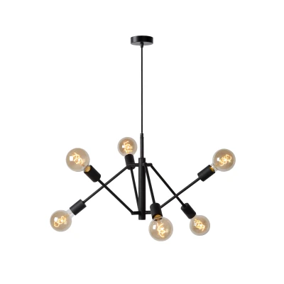 Afbeelding van Lucide LESTER Hanglamp 6xE27 Zwart