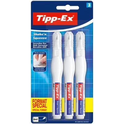 Afbeelding van Correctiepen Tipp ex Shake &#039;n Squeeze 8ml blister à 3 stuks