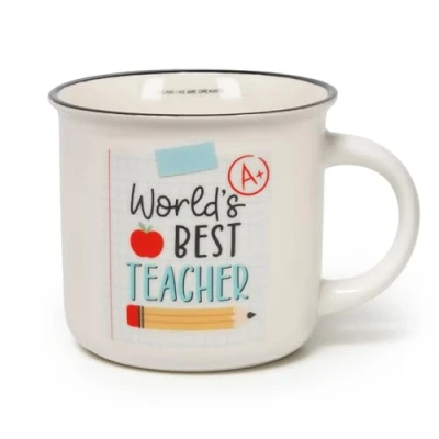 Afbeelding van Legami Cuppuccino mok van porselein, New Bone China, ontbijtmok, koffiemok, vaatwasmachinebestendig, cadeau idee voor leraren, diameter 10 cm, inhoud 350 ml, thema leraar