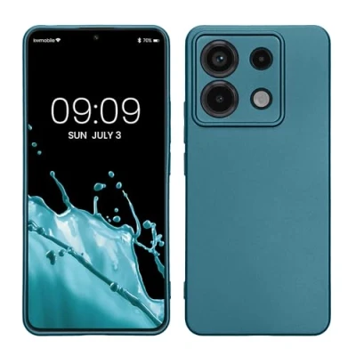Afbeelding van kwmobile telefoonhoesje geschikt voor Xiaomi Redmi Note 13 Pro 5G / Poco X6 Hoesje smartphone Back cover in Metallic carabisch blauw