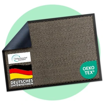 Afbeelding van Floordirekt Premium deurmat voor entree, 120 x 180 cm, oker zwart, vuilvangmat binnen en buiten, antislip wasbaar, hal, tapijt huisdeur, Sky Novo