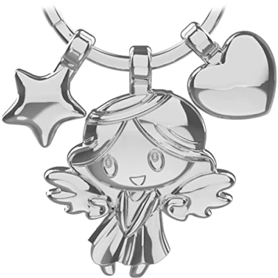 Afbeelding van LANOLU Sleutelhanger met beschermengel, sleutelhanger, geluksbrenger auto, rij voorzichtig hanger ruimte voor gravure, geschenken rijbewijs, engel hanger, zilver, Small,