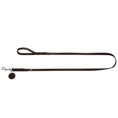 Afbeelding van HUNTER Solid Education hondenleiband, leer, gevlochten, robuust, zacht, polsband, 1,1 x 200 cm, donkerbruin