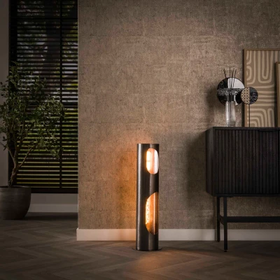 Afbeelding van Hoyz Collection Vloerlamp Organic Ø20 Cylinder Zwart Nikkel