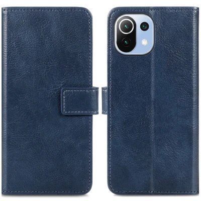 Afbeelding van Xiaomi Mi 11 Lite (4G) Hoesje Kunstleder iMoshion Bookcase Donkerblauw Telefoonhoesje