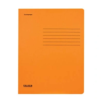 Afbeelding van Origineel Falken 25 stuks enveloppe map. Made in Germany. Gemaakt van gerecycled karton met 3 binnenflappen voor DIN A4 oranje Jurismap Verzamelmap Documentenmap Opbergmap.