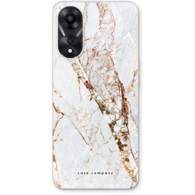 Afbeelding van Case Company® hoesje geschikt voor Oppo A58x Goud marmer Soft Cover Telefoonhoesje Bescherming aan alle Kanten en Schermrand