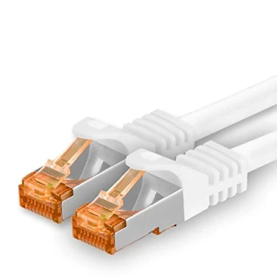 Afbeelding van 1aTTack.de 1m Cat.7 netwerkkabel wit 1 stuk Gigabit Ethernet LAN kabel 10000 Mbit S patchkabel Cat7 FTP PIMF afscherming LSZH ruwe Rj45 plug Cat 6a x meter