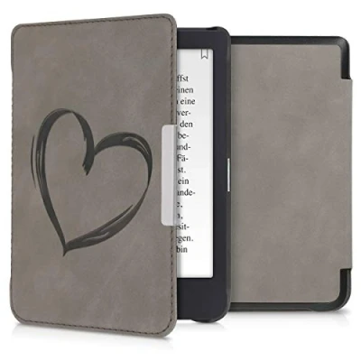 Afbeelding van kwmobile case compatibel Met Tolino Shine 3 hoes standaard E reader cover in grijs Brushed Hart