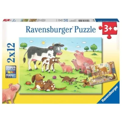 Afbeelding van Ravensburger Gelukkige dierenfamilies Twee puzzels van 12 stukjes