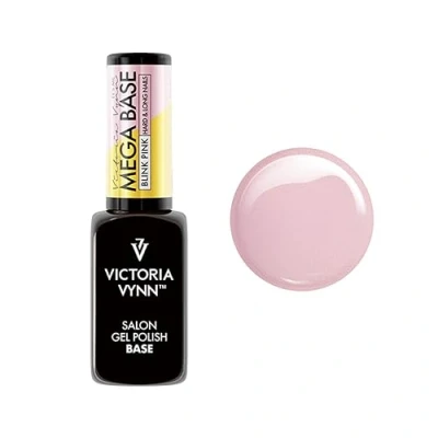 Afbeelding van VICTORIA VYNN MEGA Base Blink Pink 8 ml glanzende topcoat hoogglans gellak gelpolish gel buildergel glittertop lak gelnagels nagels manicure nagelverzorging verzorging megabase hardener bond
