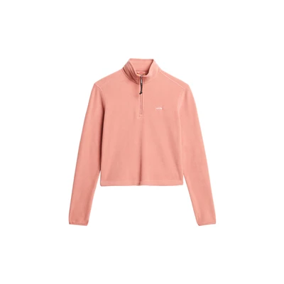 Afbeelding van Superdry Vrouwen Korte Polar Fleecetrui met Halve Rits Roze Grootte: 38
