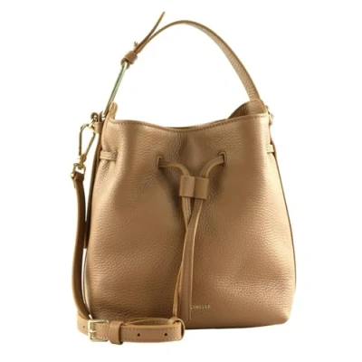 Afbeelding van COCCINELLE Leren Handtas Schoudertas Malory Handbag Grained Leather Skin Lichtbruin