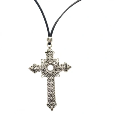 Afbeelding van Kruis ketting zilverkleur suede koord Charme Bijoux