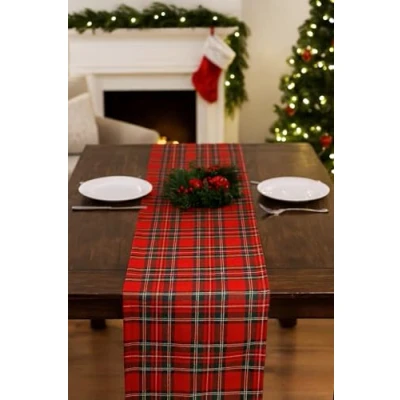 Afbeelding van Textildepot24 Tafellinnen in Schotse ruit tafelloper de kleur rood (40x140 cm)