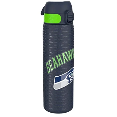 Afbeelding van ION8 Stalen Waterfles, 600 ml/20 oz, Lekvrij, Makkelijk te Openen, Veilige Vergrendeling, Vaatwasserbestendig, Hygiënische Flipcover, Draaggreep, Duurzaam, Reliëfprint, Ontwerp NFL Seahawks Drinkfles