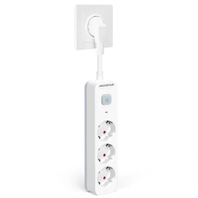 Afbeelding van Aigostar Stekkerdoos, stekkerdoos met 3 stopcontacten, meervoudige schakelaar, wit