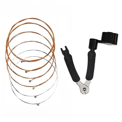 Afbeelding van Alnicov Rood Koper Akoestische Gitaar Snaren Volledige Set met Zwarte 3 In 1 String Restringing Tool Inclusief Winder Shear Pin Puller