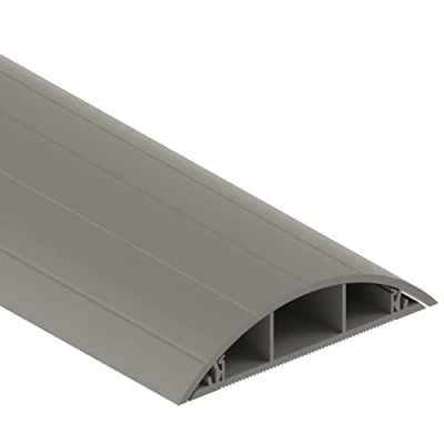 Afbeelding van Habengut CC10022 Vloerkabelgeleiding van pvc, grijs, halfronde kabelbrug voor maximaal 3 kabels/breedte 7,5 cm, lengte 1,5 m