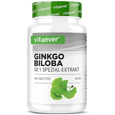 Afbeelding van Ginkgo Biloba 6000 mg 365 tabletten Premium: Met flavonglycosiden + ginkgolide terpene lactonen &amp; vrij ginkgolzuur Zonder ongewenste toevoeginge