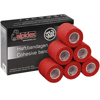 Afbeelding van ALPIDEX 6 Rollen Zelfklevend Verband 5 cm x 4,5 m Bandages Elastisch Huisdierverband Fixatieband Sport Vet Wrap Tape Paarden Honden Mensen, Kleur:rood