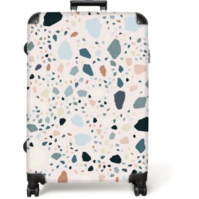 Afbeelding van NoBoringSuitcases.com® Koffer groot Reiskoffer lichtgewicht Marmer Patronen Terrazzo Marmerlook Rolkoffer met 4 wielen Grote trolley XL 98 liter bagage