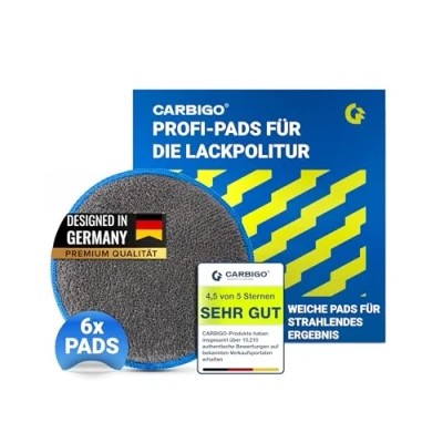 Afbeelding van CARBIGO® 6 x professionele applicatorpads, perfect voor het gelijkmatig aanbrengen, was en onderhoudsmiddel, zachte microvezel handpolijstspons, veelzijdig bruikbare polijstspons, 12 2 cm
