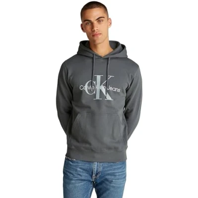 Afbeelding van Calvin Klein Seasonal Monologo Regular Hoodie voor heren, Eindeloos Grijs, XXS
