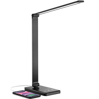 Afbeelding van Bureaulamp, Chesbung LED Bureaulamp USB Charge Eye Caring Touch Tafellamp met Dimbaar, Nachtlicht en Opvouwbare lamp, 5 Verlichtingsmodi 10 Helderheidsniveaus, Automatische Timer (Zwart)