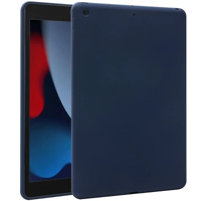 Afbeelding van Apple iPad 10.2 (2021) Hoes: Accezz Liquid Silicone Backcover zonder penhouder Backcover,Softcase Donkerblauw Siliconen En TPU (zacht) Tablet