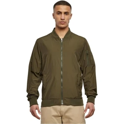 Afbeelding van Build Your Brand Herenjack nylon bomberjack, lichte bomberjack voor mannen, verkrijgbaar in 2 kleuren, maten S XXL, groen (olijf 00176), XXL