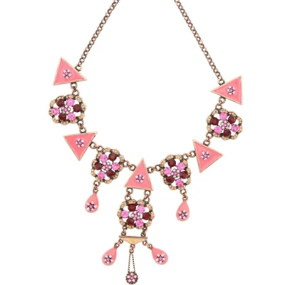 Afbeelding van Behave Dames ketting roze met hangertjes 45 cm