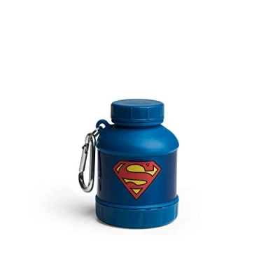 Afbeelding van Smartshake Justice League Whey2Go Superman Proteïnepoeder bewaarcontainer 50 g BPA vrije shakerfles trechter voor wei eiwitpoeder + eiwitshakes 110 ml, DC Comics cadeaus mannen