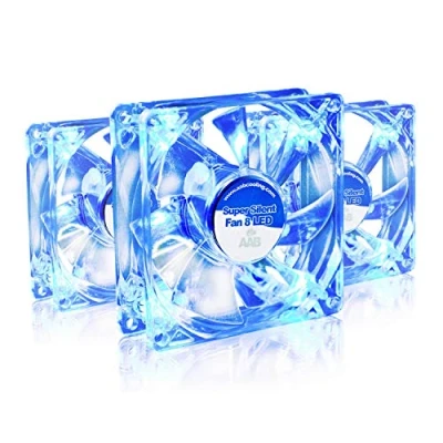 Afbeelding van AABCOOLING Super Silent Fan 8 Blue LED and Efficient 80mm with 4 Anti vibration Pads, PC Quiet Fan, LED, Cooling Value Pack 3 Pieces 13,9 dB(A)