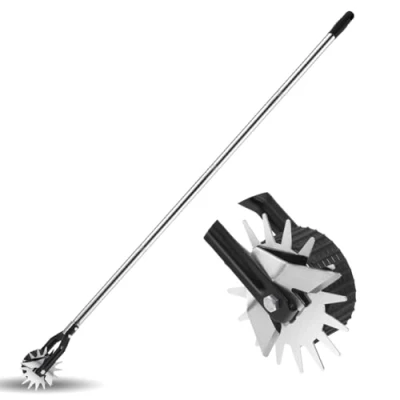 Afbeelding van Graskantensnijder met steel, grastrimmer op wielen, kantentrimmer, kantenmes, gazonkantensnijder verstelbare greeplengte (100/135/170 cm) zwart