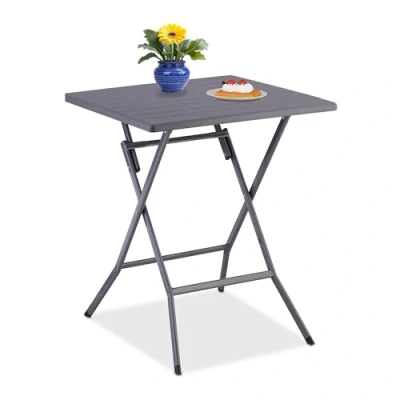 Afbeelding van Relaxdays inklapbare tuintafel buitentafel kunststof balkontafel vierkant grijs