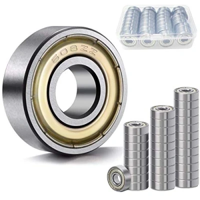 Afbeelding van WZYTEU 32 stuks 608zz kogellagers, metaal double Shielded miniatuur groefkogellagers voor skateboard en rolschaatsen, inline skates (8 mm x 22 7 mm, zilver)