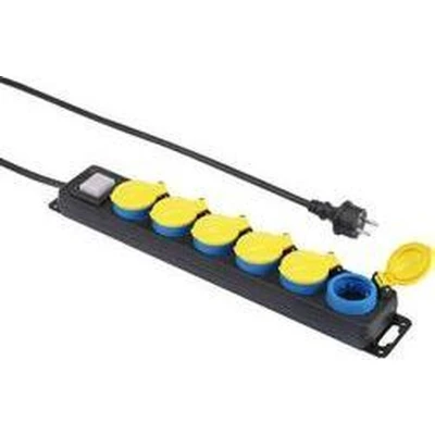 Afbeelding van Renkforce 650D CMB Stekkerdoos met schakelaar 6 voudig Zwart, Geel, Blauw Randaarde stekker 1 stuk(s)