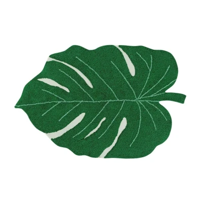 Afbeelding van Lorena Canals Wasbaar katoen vloerkleed 120x160cm Monstera Leaf Groen