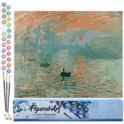 Afbeelding van Figured&#039;Art Schilderen op Nummer Volwassenen canvas Monet Zonsopgang Handwerk acrylverf Kit DIY Compleet 40x50cm zonder frame