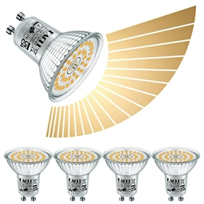 Afbeelding van EACLL GU10 Led lamp 6W Traploos Dimbaar, Gelijk aan 80W Halogeenlampen, 4 pack, Warm Wit 3000K 585lm, AC 230V Geen Flikkering Energiezuinige Reflectorlamp, Brede stralingshoek 120 Spots