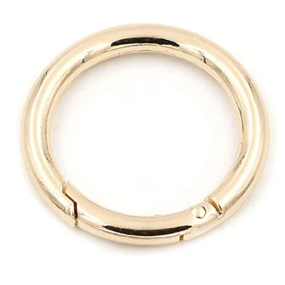 Afbeelding van Spring O ringen, 2 stuks veerklikhaken, OD Φ48 mm ronde karabijnhaak, klikclip, klemsluiting sleutelhangergesp voor tassen, portemonnees, handtasriem (goud)