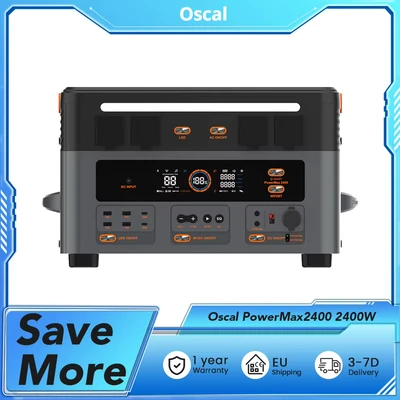 Afbeelding van Oscal PowerMax 2400 Robuust Energiestation 1872Wh LiFePO4 uitbreidbare zonnegenerator met 4xAC stopcontacten voor reizen, kamperen