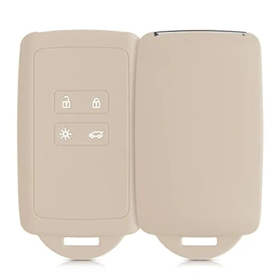 Afbeelding van kwmobile autosleutelhoes geschikt voor Renault 4 knops Smartkey autosleutel (alleen Keyless Go) Siliconenhoes in crème Sleutelcover