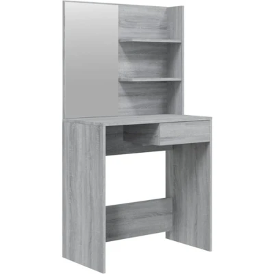 Afbeelding van Make up tafel Met Spiegel 74,5X40X141 Cm Gerookt Eikenkleurig Grijs sonoma