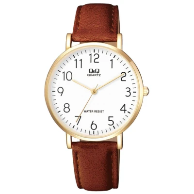 Afbeelding van Mooi heren horloge bruin leren band/ Q&amp;Q Q978j104Y
