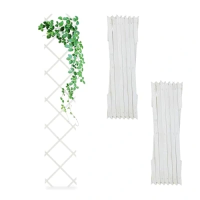 Afbeelding van trellis hout set van 3 180 x 30 cm klimplanten muur wit